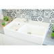 Évier Céramique Timbre D'office 2 Bacs Country Blanc 90 cm