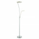 Lampadaire alassio avec liseuse, chrome satiné et plastique