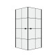 Portes de douche en angle 90x90x190 cm - motifs carrés - Couleur profilés au choix Noir mat