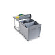 Poubelle de recyclage pour fixation inférieure et extraction automatique dans caisson de cuisine 1x16litres 2x7,5litres, Plastique gris