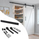 Kit de quincaillerie pour porte coulissante suspendue en bois de Barn, Sans fermeture souple, panneaux non inclus, Acier et Plastique, Peint en noir