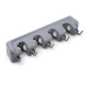 Porte balay et Porte Mops, avec 5 crochets et 4 trous, Plastique, Gris