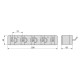 Porte balay et Porte Mops, avec 5 crochets et 4 trous, Plastique, Gris 