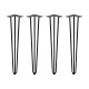 Lot de 4 pieds Hairpin de 3 fils par table, hauteur 710mm, Acier, Peint en noir