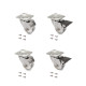 Lot de 4 roulettes transparentes Slip 3 avec plétine de montage, diamètre 35mm, Acier et Plastique 