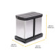 Bac à recyclage pour montage inférieur et extraction manuelle/automatique dans les éléments de cuisine, Inox 2x12 litres plastique et acier inoxydable 