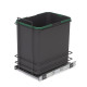 Poubelle de recyclage pour montage inférieur et extraction manuelle pour meuble de cuisine Recycle 1x35 litres, Plastique gris anthracite