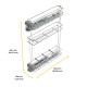 Porte-bouteilles extractible SupraMax avec fermeture à amortie, gauche, 3 plateaux, module 150mm, Acier, Chromé 