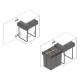 Bac de tri sélectif a montage inférieur et extraction manuelle pour élément de cuisine Recycle, 2x25litres, Plastique gris antracite 