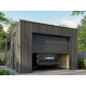 Garage bois composite SILVERSTONE - surface : 20m² - porte sectionnelle motorisée - 2 télécommandes - double vitrage - Couleur au choix Ardoise