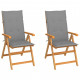 Chaises de jardin teck avec coussins teck - Couleur et nombre de places au choix Gris