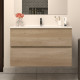 Meuble de salle de bain 80cm simple vasque - sans miroir - 2 tiroirs - nebraska (bois clair) - ida