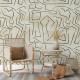 Papier peint beige graffiti avec des rayures abstraites noires - GRAFFITO++