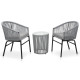 Ensemble de bistro 3 pcs avec coussins rotin pvc - Couleur au choix Gris