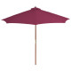Parasol d'extérieur avec mât en bois 300 cm - Couleur au choix Rouge-bordeaux