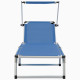Chaise longue pliable avec auvent Aluminium et textilène - Couleur au choix Bleu