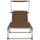 Chaise longue pliable avec auvent Aluminium et textilène - Couleur au choix Marron