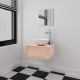 vidaXL Quatre pièces pour salle de bains avec lavabo et robinet beige