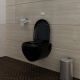vidaXL Cuvette WC suspendue noir avec abattant et bati-support