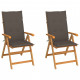 Chaises de jardin teck avec coussins teck - Couleur et nombre de places au choix Taupe