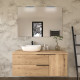 Meuble de salle de bain avec cuve arrondie et miroir KING - Roble (chêne clair) - 120cm