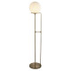 Lampadaire sphere, laiton antique et verre