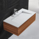Lavabo suspendu rectangulaire - solid surface blanc mat - 90x50 cm - single