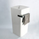 Lave main totem carré avec porte serviette - céramique blanc - 40x85 cm - alto 