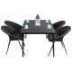 Leon - salon de jardin table + 4 chaises rondes en rattan       noir