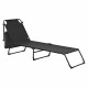 Bain de soleil transat chaise longue pliable avec pare soleil acier pvc polyester 187 cm - Couleur au choix Noir