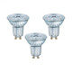 Lot de 3 spots led gu10 par16 36° 2,6 watt (eq. 35 watt) blanc chaud