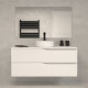 Meuble de salle de bain 120 avec plateau et vasque à poser - 2 tiroirs - blanc - luna