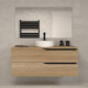 Meuble de salle de bain 120 avec plateau et vasque à poser - 2 tiroirs - madera miel (bois clair) - luna