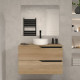 Meuble de salle de bain 80 avec plateau et vasque à poser - 2 tiroirs - madera miel (bois clair) - luna