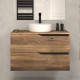 Meuble de salle de bain 80 avec plateau et vasque à poser - sans miroir - 2 tiroirs - tabaco (bois foncé) - luna