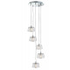 Magnifique lustre à suspension effet méduse de 92cm le long avec 5 abat-jours en verre à facettes