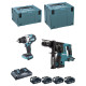 Makita kit dlx2470ptj (dhp486 dhr264 4 x 5,0 ah dc18rd makpac 3 makpac 4)