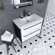 Meuble de salle de bain 80x50cm Noir mat - 2 tiroirs blanc - Vasque blanche - STRUCTURA F034 Aurlane - PACM043