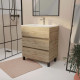 Meuble de salle de bains 70 cm TIMBER - Décor chêne naturel 3 tiroirs avec vasque blanche Aurlane - PACM816