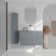 Meuble et colonne de salle de bains LEON 80cm - Façade ondulée - Vasque Ronde 36cm - LEON Aurlane - Couleur au choix Gris souris