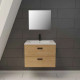 Meuble salle de bain 60 cm suspendu 2 tiroirs finition Bois avec vasque et miroir - BOX-IN 60 WOOD Aurlane - LAV627