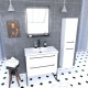 Meuble salle de bains 80 cm Vasque blanche Miroir Led et Colonne Blanc - STRUCTURA Aurlane - PACM013
