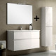 Ensemble meuble de salle de bain 100cm simple vasque + colonne de rangement mig - blanc