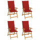Chaises de jardin teck avec coussins teck - Couleur et nombre de places au choix Rouge
