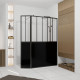 Paroi de douche façon verrière avec volet pivotant - 120+40x200 cm - verre transparent et noir Aurlane - FAC935