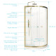 Cabine de douche Quart de cercle 90x90x200/230cm – Receveur Bas – Fonds Blancs et Profilés Or Brossé Aurlane - CAB288 