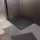 Receveur noir effet granite en résine epoxy 90x120x3 cm + grille linéaire gun metal Aurlane - PACR268