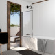 Pare baignoire rabattable 75x130 cm - aluminium gun metal et verre trempé 4 mm Aurlane - FAC986