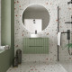 Meuble de salle de bains leon 80cm vert olive - 2 tiroirs en mdf ondulés - vasque ronde ø36cm Aurlane - PACM726