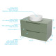 Meuble de salle de bains leon 80cm vert olive - 2 tiroirs en mdf ondulés - vasque ronde ø36cm Aurlane - PACM726 